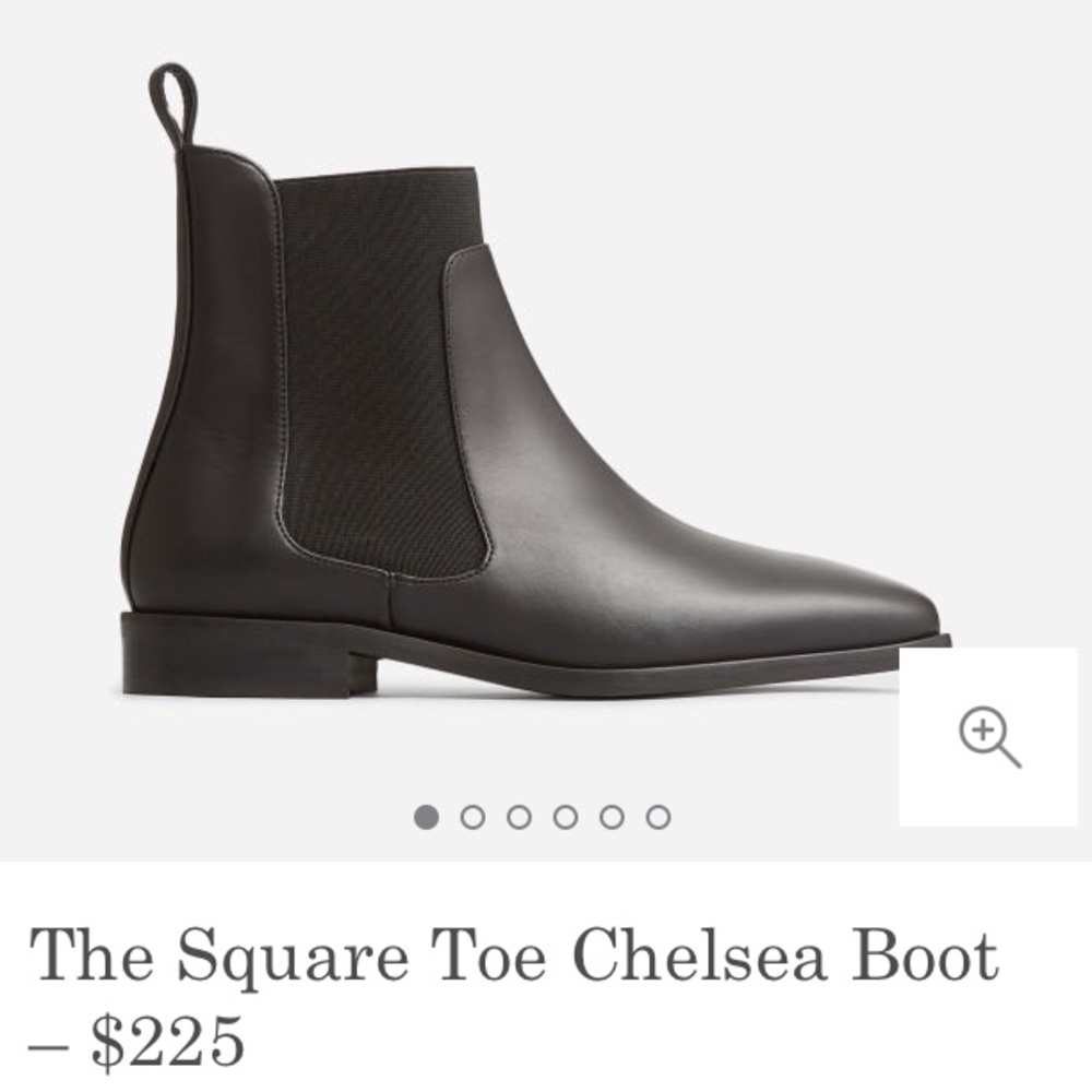 Black Everlane Square toe Chelsea boots, size 8
